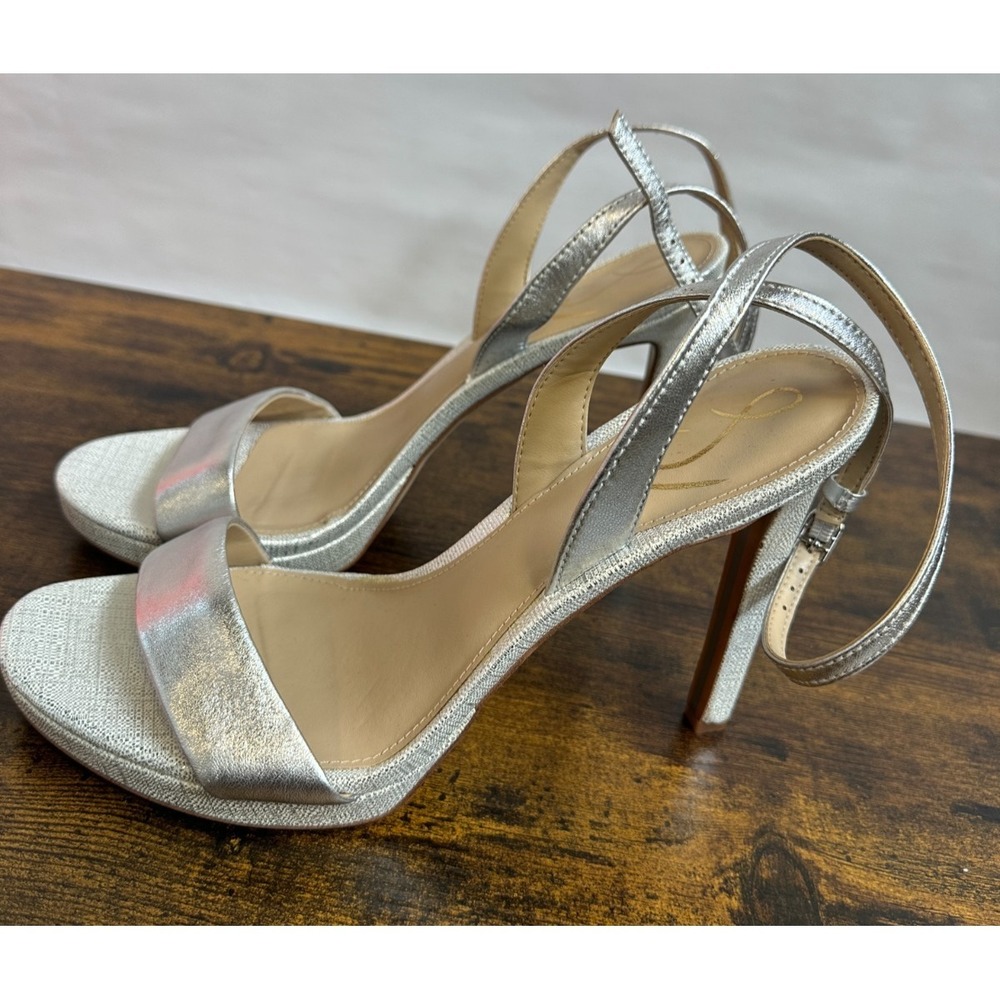 Sam Edelman Leather Jade Silver Metallic Platform Stiletto Pumps Size 11 M Heels - Picture 5 of 16